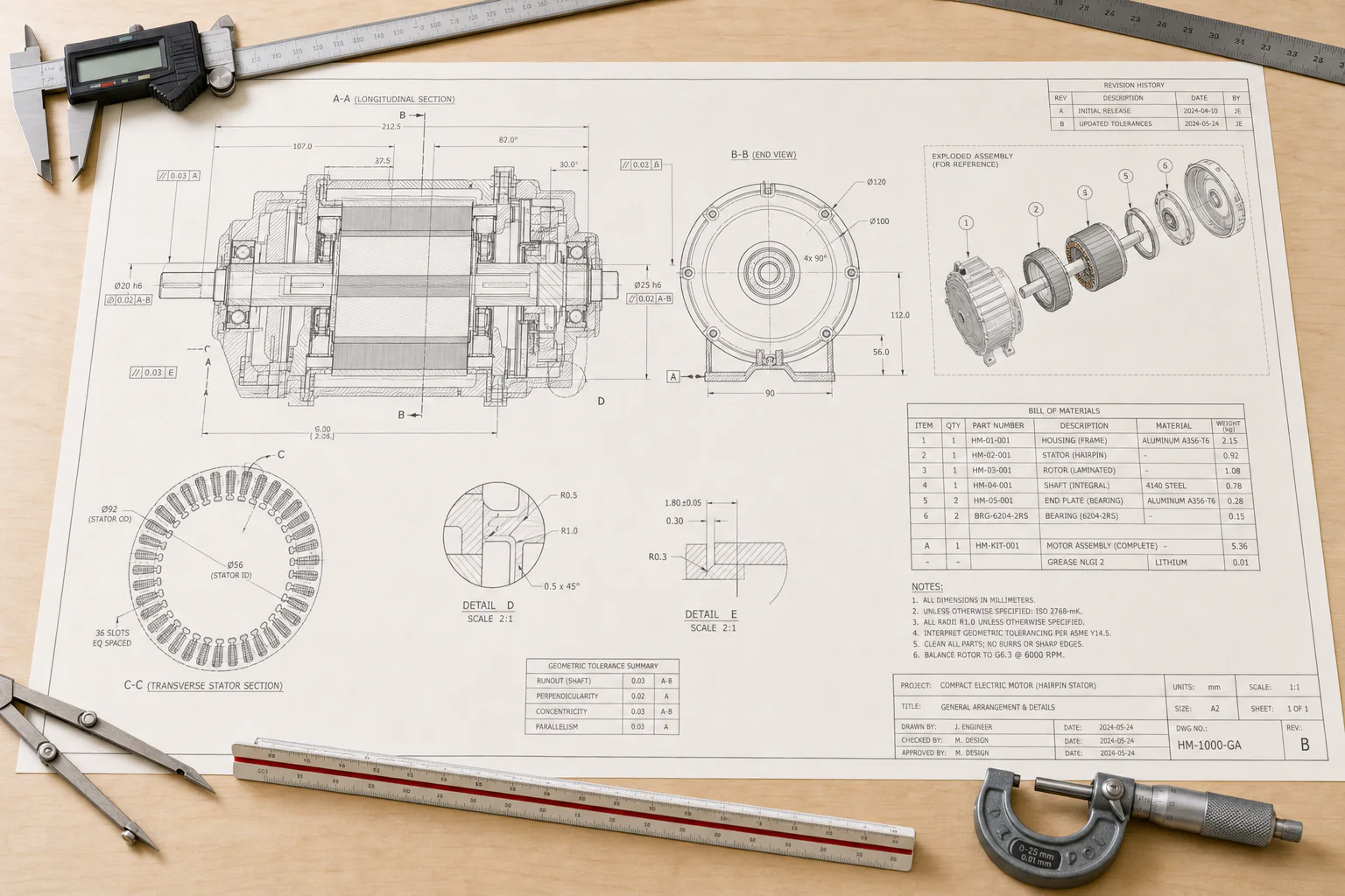Detailed engineering schematic for a compact electric motor
